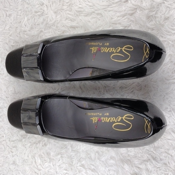 Serenades by Florsheim Vintage Black Patent Leather Square Toe Slip-On Pump Shoe - Picture 5 of 16